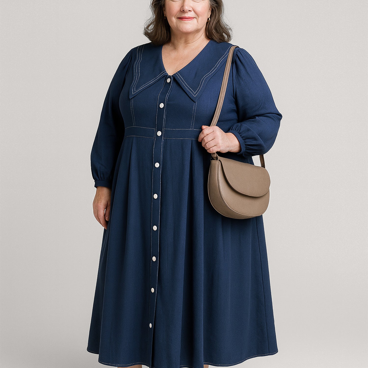 Zara Gentle Sailor Midi Dress | Soft Grace