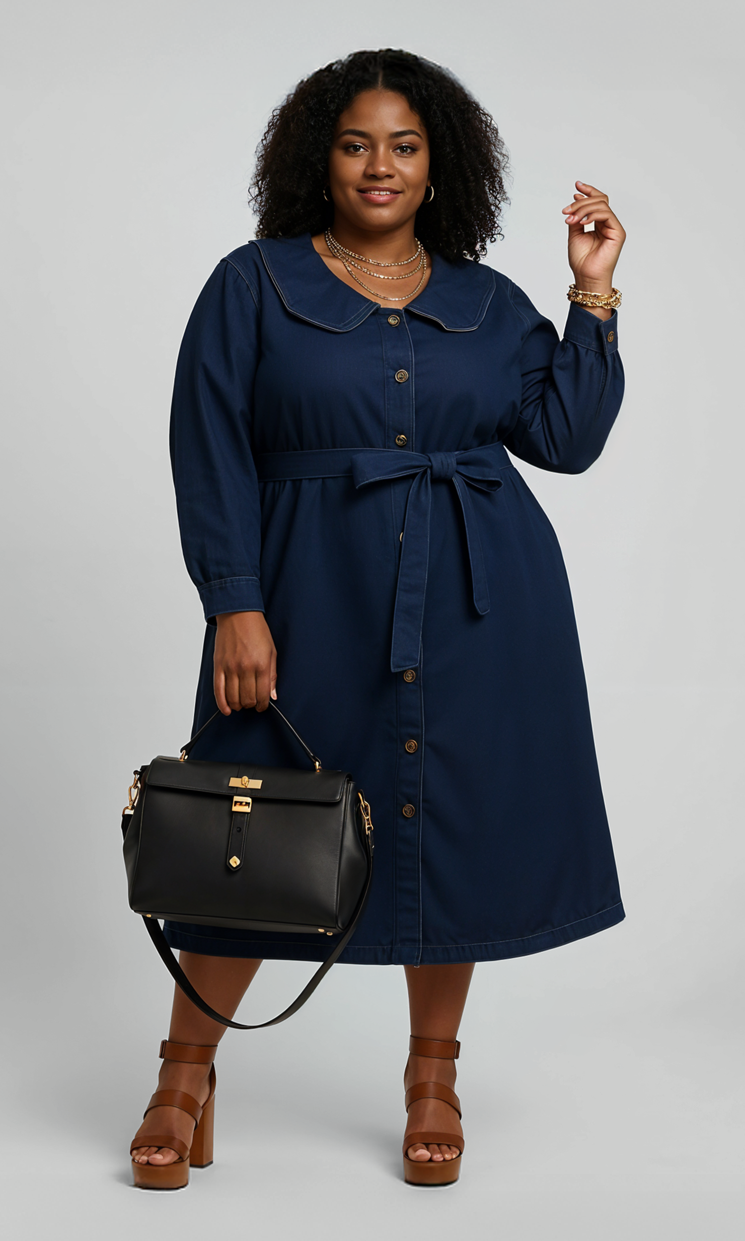 Classic Belted Midi Dress
